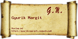 Gyurik Margit névjegykártya